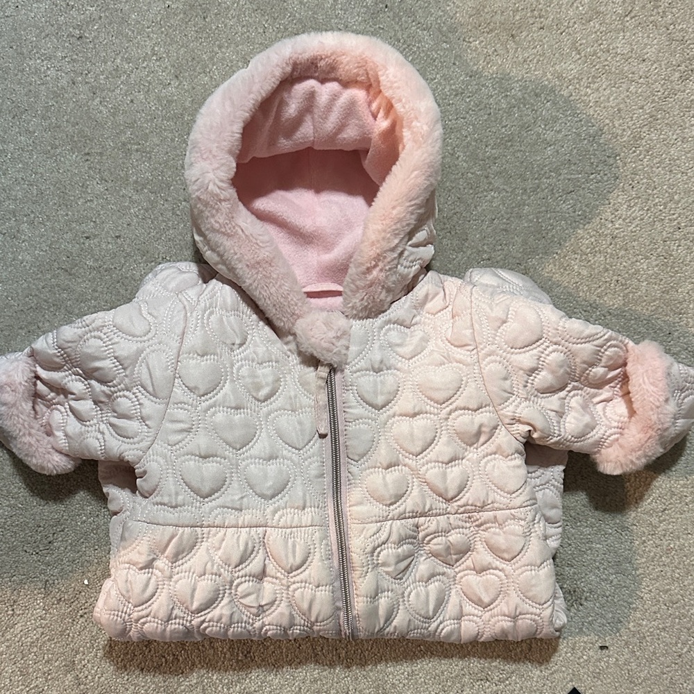 Pink Quilted Bunting Bag with fold over mitts